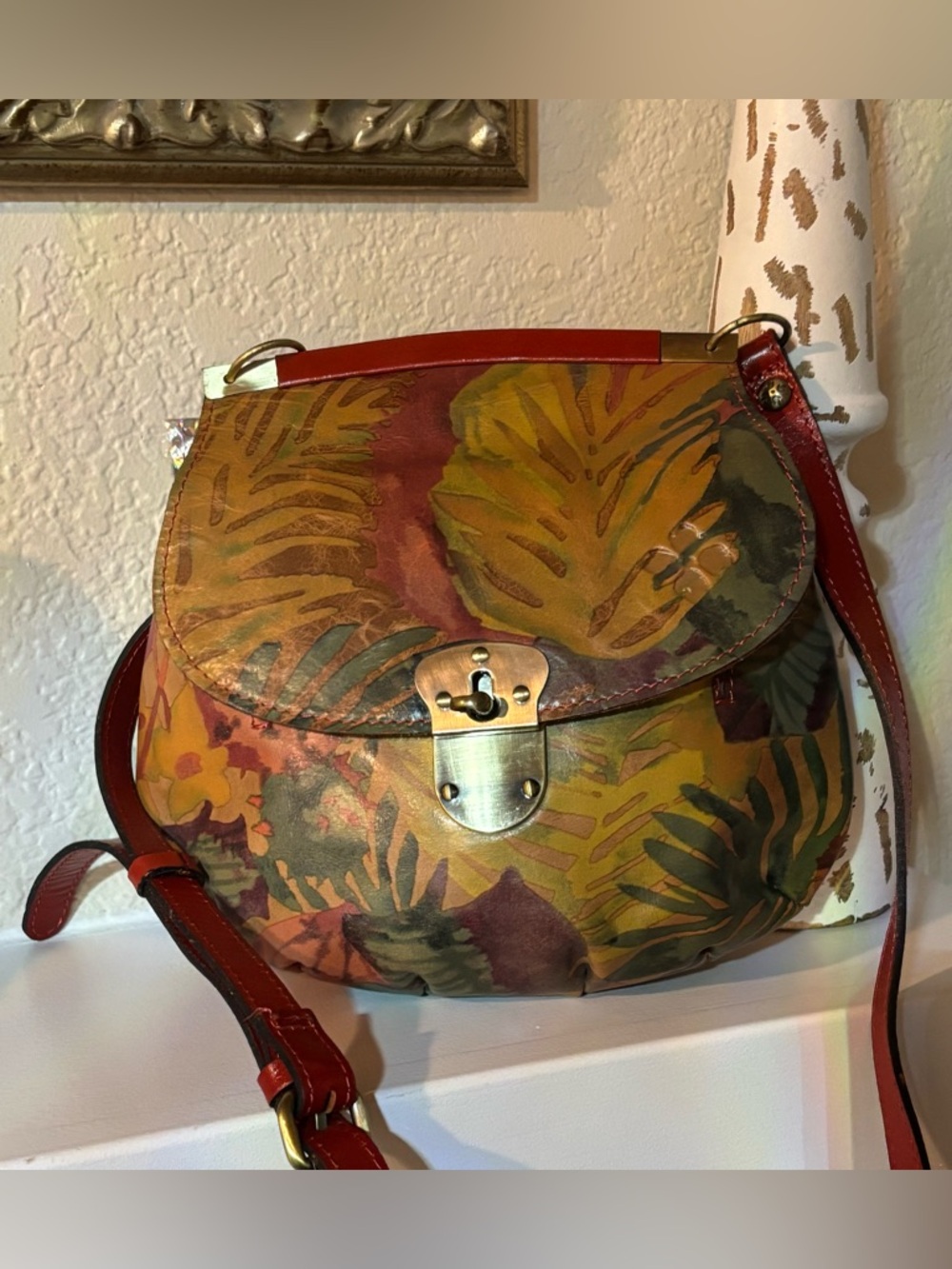 ✨ Patricia Nash Leather Crossbody Floral Leaf Print / Boho Luxe✨ - Picture 16 of 16